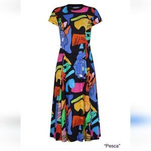 De Loreta Semilla Colorful Maxi Dress Size S Abstract Art Deco
